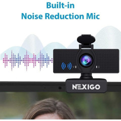 NexiGo N60 1080P Webcam with Mic, Privacy Cover & USB Plug & Play