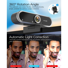 Webcam 1080P avec Microphone & Cache Vie Privée USB Plug & Play