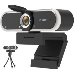 1080P Webcam with Mic & Privacy Cover - USB Plug & Play for PC/Laptop
