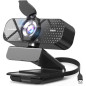 Webcam 1080P Full HD avec Micro Anti-Bruit, Correction Lumière, Cache Vie Privée, USB Plug & Play