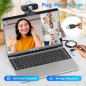 Webcam 1080P Full HD avec Micro Anti-Bruit, Correction Lumière, Cache Vie Privée, USB Plug & Play