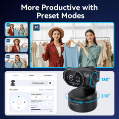 EMEET PIXY 4K AI PTZ Camera with Dual-Camera, Autofocus & Gesture Control
