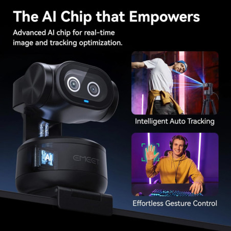 EMEET PIXY 4K Dual-Camera AI PTZ Webcam with Sony Sensor, AI Tracking, Autofocus, 3 Mics, Gesture Control