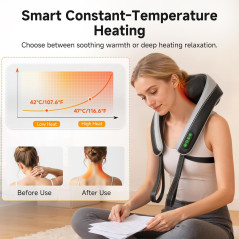 6D Deep Tissue Neck Massager with Heat – Cordless Pain Relief Gift