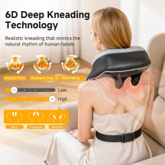 6D Deep Tissue Neck Massager with Heat – Cordless Pain Relief Gift