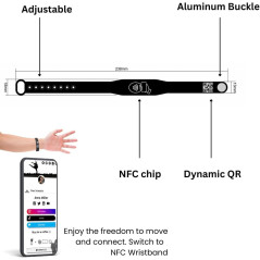 Tap NFC Wristband - Digital Business Card Bracelet, No Fees, iPhone & Android