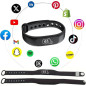 Tap Wristband NFC Digital Business Card Bracelet - Tap & Scan QR, No Fee/Subscription, Works on iPhone & Android (Black) Tap Wristband NFC Digital Business Card Bracelet - Tap & Scan QR, No Fee/Subscription, Works on iPhone & Android (Black)