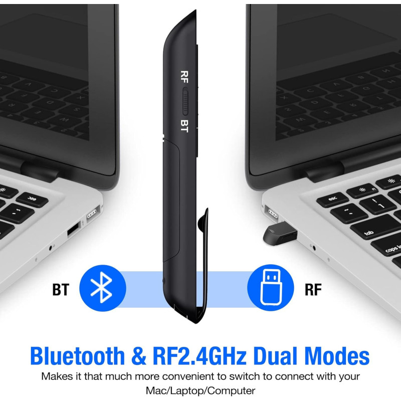 Wireless Presentation Clicker - Bluetooth & 2.4GHz RF for Mac & PC