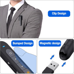 Wireless Presentation Clicker - Bluetooth & 2.4GHz RF for Mac & PC