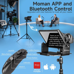 Moman Teleprompter Métal 12 avec Télécommande APP pour iPad