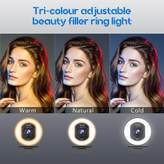 Webcam 4K Autofocus avec Anneau LED & Microphone Intégré