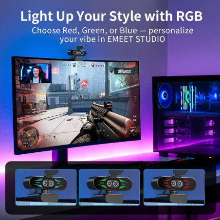 EMEET C60E 4K Dual-Camera Webcam with 11X Hybrid Zoom, PDAF, Remote, RGB Lighting & Dual Mics for Streaming