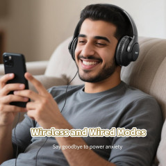 KVIDIO Casque Bluetooth Over Ear, 65h, Micro, Ultra Léger