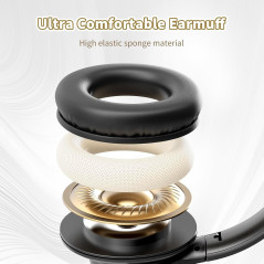 KVIDIO Casque Bluetooth Over Ear, 65h, Micro, Ultra Léger