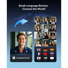 Écouteurs Traduction IA 198 Langues - Voyage & Réunions