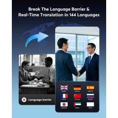 Écouteurs Traduction AI 144 Langues, Traducteur Vocal Instantané