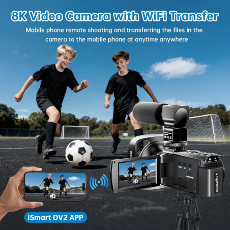 8K 88MP Ultra HD Vlogging Camera 2025 - 18X Zoom, 6-Axis Stabilizer, WiFi, Night Vision, 32GB Card & Mic