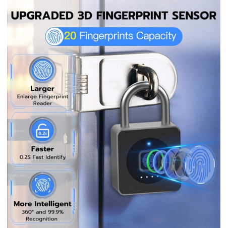 Cadenas Biométrique eLinkSmart Bluetooth - Sans Clé, Étanche