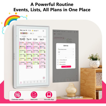21.5 Full HD Touchscreen Digital Calendar & Smart Planner with LED Reminder Light – Wall Mount for Family Scheduling