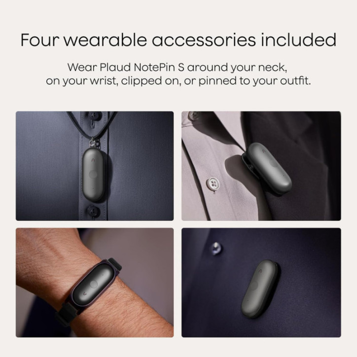 Plaud NotePin S AI Voice Recorder, Wearable Notetaker, Transcribe & Summarize, 112 Languages, 64GB Plaud NotePin S AI Voice Recorder, Wearable Notetaker, Transcribe & Summarize, 112 Languages, 64GB