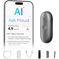 Plaud NotePin S AI Voice Recorder, Wearable Notetaker, Transcribe & Summarize, 112 Languages, 64GB