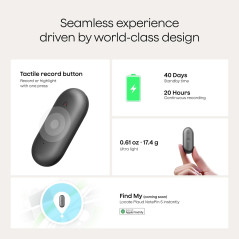 Plaud NotePin S AI Voice Recorder - Wearable Notetaker, 112 Languages