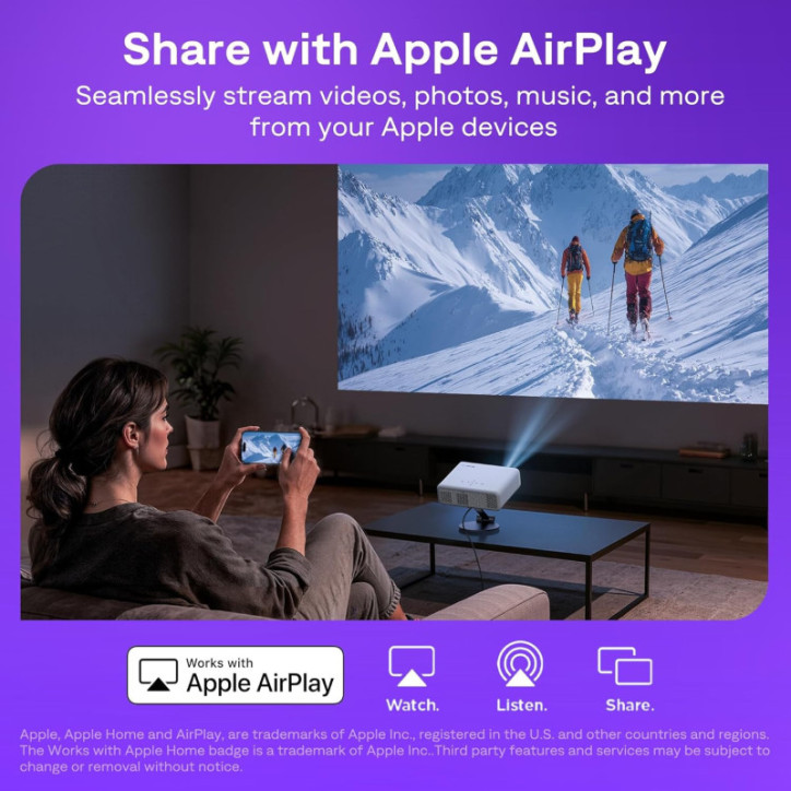 Aurzen Roku Smart Projector 1080P FHD with WiFi, Bluetooth, Auto Focus, Keystone & Dolby Audio - White Aurzen Roku Smart Projector 1080P FHD with WiFi, Bluetooth, Auto Focus, Keystone & Dolby Audio - White