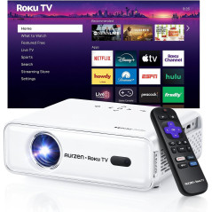 Aurzen Roku Smart Projector 1080P FHD with WiFi, Bluetooth & Dolby Audio