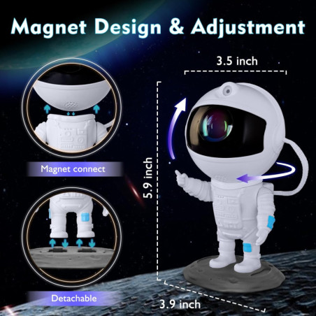 Astronaut Galaxy Star Projector with 8 LED Colors, Remote - Night Light for Kids, Gifts & Parties