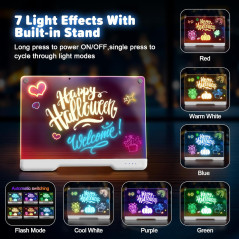 16-Inch Rechargeable LED Doodle Board with 7 Colors & Markers