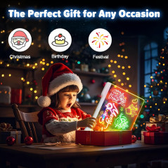16-Inch Rechargeable LED Doodle Board with 7 Colors & Markers