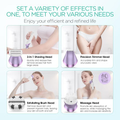 VOYOR 4-in-1 Electric Bikini & Body Shaver for Women with 4 Heads