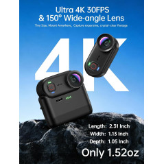 4K Mini Body Action Camera 64GB WiFi Waterproof Magnetic Wearable Thumb Cam for Sports & Vlogging