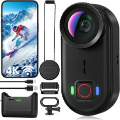 4K Mini Body Action Camera with WiFi, 64GB, Waterproof & Magnetic
