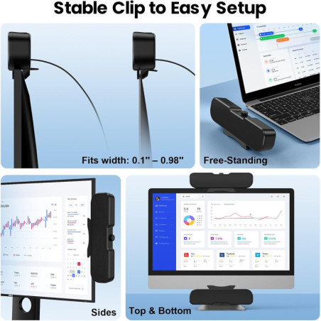 Cirqon Desktop PC Speakers with Volume Knob & USB-C Adapter (Black)