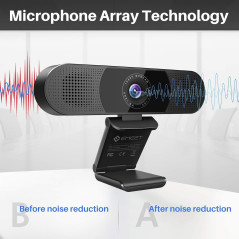 EMEET C980 PRO Webcam 1080P 3-en-1, Microphone à Réduction de Bruit, Haut-Parleurs, Correction Luminosité