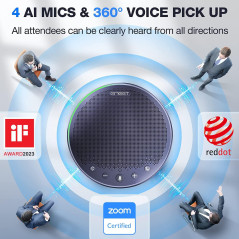 EMEET M3 Bluetooth Speakerphone - Zoom Certified, 18H Talk, 4 AI Mics