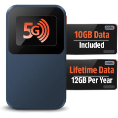 Solis Edge 5G Hotspot with Lifetime 12GB/Year + 10GB Global Data, WiFi in 140+ Countries, 300+ Carriers