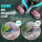 15x55 UHD High Powered Binoculars for Adults with Phone Adapter, Waterproof, Lightweight - Blue