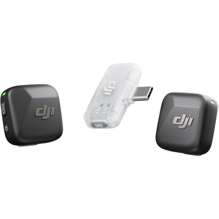 DJI Mic Mini Sans Fil (2 TX + 1 RX Mobile), Micro Cravate Ultra Léger, 300m, ANC, iPhone/Android/PC