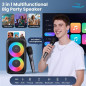 Bluetooth Party Speaker with 2 Wireless Mics, Karaoke, Lights, Rechargeable, TWS/AUX/USB/TF Card Support