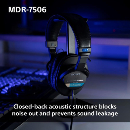 Sony MDR7506 Professional Large Diaphragm Studio Headphones - Accurate Sound Monitoring