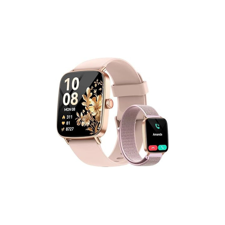 Montre Connectée Femme 1.85 HD, Compatible iPhone/Samsung, 100+ Modes Sport, Suivi Santé, IP68, 2 Bracelets Montre Connectée Femme 1.85 HD, Compatible iPhone/Samsung, 100+ Modes Sport, Suivi Santé, IP68, 2 Bracelets
