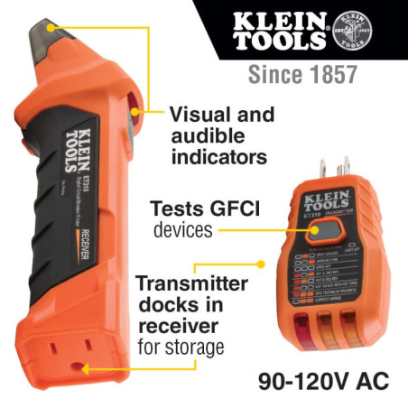 Klein Tools ET310 AC Circuit Breaker & Voltage Tester with GFCI Outlet Check