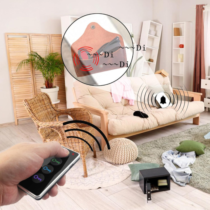 Key Finder Locator - 80dB Wireless RF Tracker for Keys, Pets, Luggage, Wallet, Phone, 131ft Range, 1 Transmitter & 4 Receive