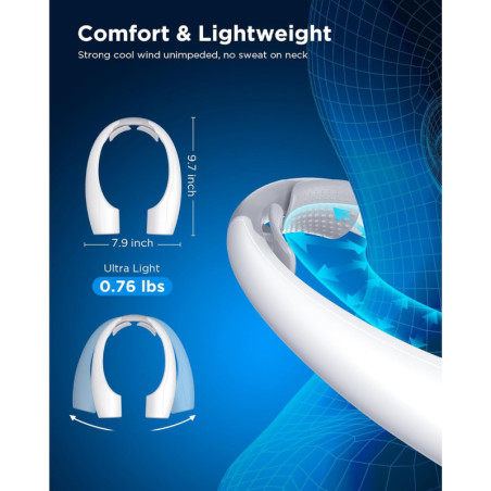 Heelkl AI Neck Fan - Portable, Rechargeable, 4-Speed Ultra Quiet Cooling