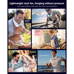 Heelkl AI Neck Fan - Portable, Rechargeable, 4-Speed Ultra Quiet Cooling