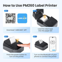 PM260 Bluetooth Inkless Label Maker – Portable 2 Inch Tape Printer