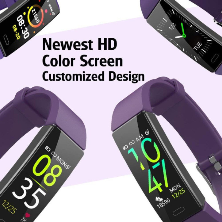 ZURURU Waterproof Fitness Tracker with Blood Pressure, Heart Rate, Sleep Monitor & Pedometer - Purple