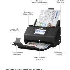 Scanner Epson ES-580W Sans Fil Couleur Duplex avec Écran Tactile